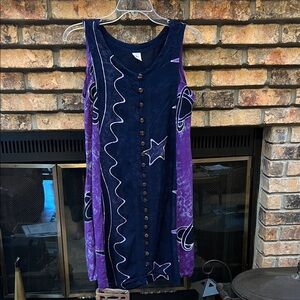 Purple and Black celestial pattern Sleeveless Dress Small